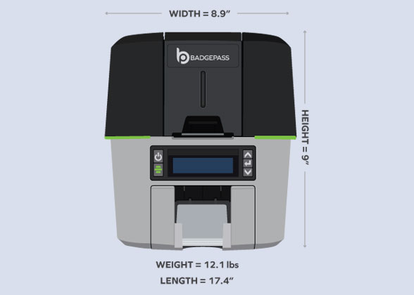 BadgePass HALO ID card printer dimensions