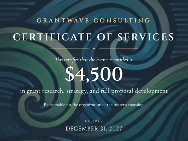 isg silent auction grantwave certificate 2026